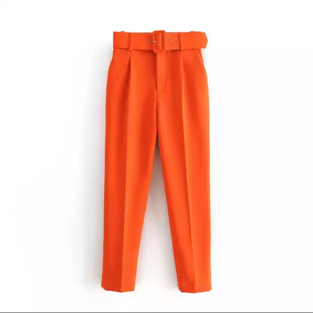 High rise 2% stretch orange pants